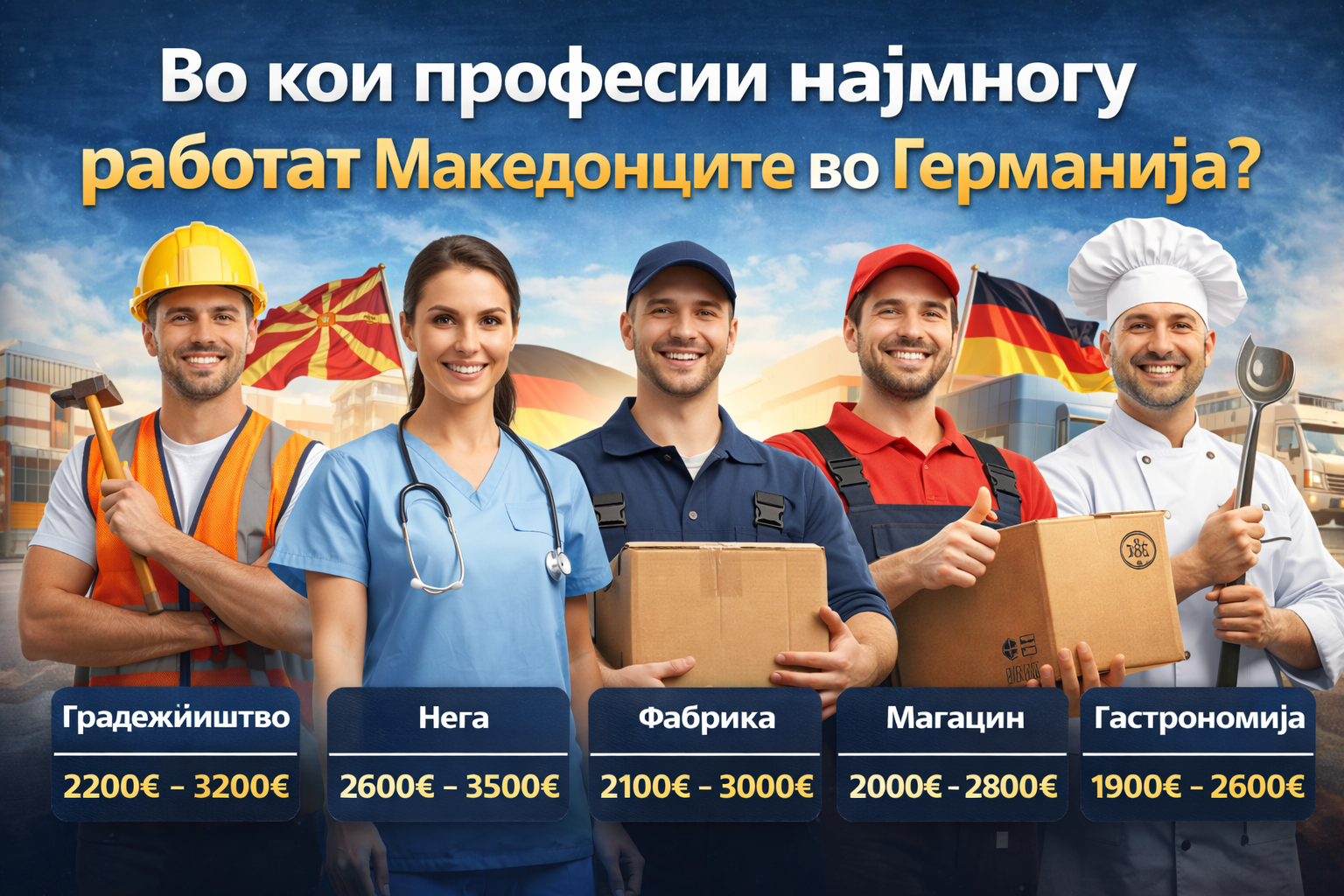 Во кои професии најмногу работат Македонците во Германија?